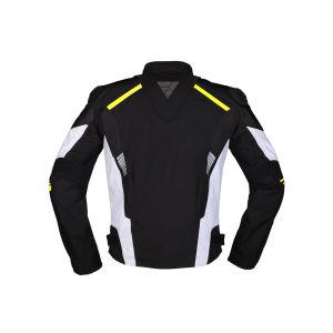Casaco de moto Modeka Lineos (preto / branco / amarelo néon)