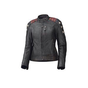 Casaco de motocicleta de couro ceroso incl. embalagem exterior senhoras (preto)