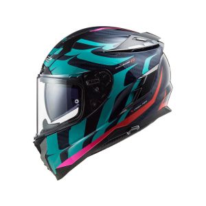 LS2 FF327 Challenger Flames full-face-helmet (carbono / azul / vermelho)