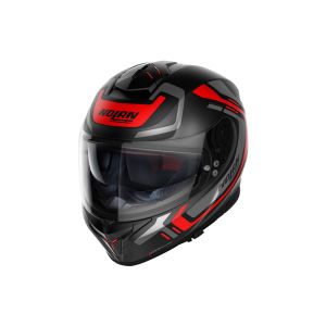 Nolan N80-8 Ally N-Com capacete facial completo (preto mate / cinzento / vermelho)