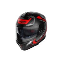 Nolan N80-8 Ally N-Com capacete facial completo (preto mate / cinzento / vermelho)